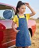 Hola Bonita Cotton Woven Half Sleeves T-Shirt with Denim Pinafore - Blue