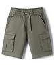 Primo Gino Twill Lycra Woven Solid Cargo Shorts - Olive Green