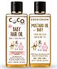 Coco Crush Natural Baby Hair Oil and Cold Pressed Mustard Massage Oil, 100% Cold Pressed - (2x200ml) 400 ml