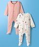 Kookie Kids Interlock Knit Full Sleeves Striped & Printed Footed Sleep Suits Pack of 2 - Multicolor