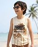 Pine Kids Cotton Knit Sleeveless Tank T-Shirt with Paradise Coast Club Print - Off White