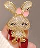 Yu Fashions Bunny Wearing Bow Pink Rabbit Rhinestone Luxury Unisex Blazer Brooch Sari & Hijab Brooch Pin