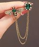 Yu Fashions Yellow Green Bee Chain Stone Rhinestone Luxury Unisex Blazer Brooch Sari & Hijab Brooch Pin