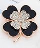 Yu Fashions Flower Black Mirror Four Leaf Clover Elegant Pearl Rhinestone Luxury Unisex Blazer Brooch Sari & Hijab Brooch Pin