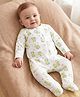 Babyoye Interlock Knit Full Sleeves Sleep Suit With Animal Print- Light Green