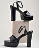 Shoetopia Strap Detailed Buckle Closure Heel Sandals - Black