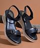 Shoetopia Buckle Detailed Slingback Sandals - Black