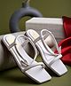 Shoetopia Buckle Detailed Square Toe Sandals - White