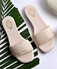 Shoetopia Textured Slip On Sandals - Cream
