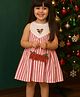 Mamma's Bear 100% Cotton Woven Christmas Theme Sleeveless Reindeer Embroidered Dress - Pink