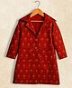 Mamma's Bear Pure Cotton Full Sleeves Floral Printed Trench Coat - Maroon
