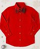 Mamma's Bear 100% Woven Cotton Full Sleeves Checked Bow Applique Detailed Shirt  - Red