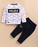 Olyoly Cotton Knit Full Sleeves Cool Dude Text & Abstract Printed Tee & Pants Set - Orange