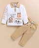 Olyoly Cotton Knit Full Sleeves Animal Printed Tee & Pants Set - Yellow