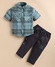 Olyoly Cotton Knit Full Sleeves Checked Shirt & Pant Set - Green