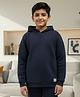 Anthrilo Fleece Knit Full Sleeves Solid Light Winter Hoodie - Navy Blue