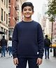 Anthrilo Fleece Knit Full Sleeves Solid Light Winter Sweatshirt - Navy Blue