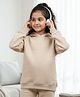 Anthrilo Fleece Knit Full Sleeves Solid Light Winter Hoodie - Beige