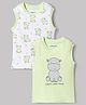 Babyoye Interlock Knit Sleeveless Tank T-Shirts With Hippopotamus Print Pack of 2 - Light Green