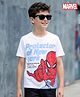 Honeyhap Marvel Single Jersey Knit Half Sleeves Drop Shoulder T-Shirt With Spider Man Graphics - White