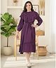 Cutiekins Woven Three Fourth Sleeves Frill Detailed Tiered Dress - Purple