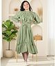 Cutiekins Woven Three Fourth Sleeves Frill Detailed Tiered Dress - Green