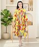 Cutiekins Woven Full Sleeves Floral Printed Frill Detailed Dress - Yellow & Multi Colour