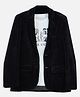 Charchit Cotton Blend Woven Full Sleeves Solid Blazer With Music Text Printed Tee - Navy Blue