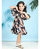 Cutiekins Cotton Woven Off Shoulder Frill Detailed Floral Printed Dress - Black & Multi Colour