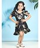 Cutiekins Cotton Woven Half Puffed Sleeves Frill Detailed Floral Printed Dress - Black & Multi Colour