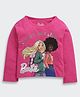 Barbie by Tiny Girl Cotton Woven Mattel Featuring Full Sleeves Barbie Characters Printed Top - Pink