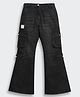 Tiny Girl Cotton Woven Mild Washed Cargo Boot Cut Jeans - Black