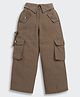 Tiny Girl Cotton Woven Solid Cargo Wide Leg Jeans - Brown