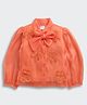 Tiny Girl Woven Full Sleeves Floral Applique Detailed Shirt Style Top With Inner Tee - Orange