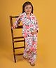 Tiny Girl Knit Full Sleeves Floral Printed Coordinating Top & Palazzo Set - Tomato
