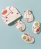 Kookie Kids India 100% Cotton Animal Printed Cap Mitten & Booties Set White - Diameter 10.5 cm