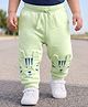 Babyoye 100% Cotton Interlock Knit Full Length Track Pant With Animal Print & Applique - Light Green