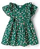 Babyhug Cotton Woven Frill Sleeves Frock With Floral Print - Green