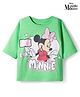 Pine Kids Disney Single Jersey Knit Drop Shoulder Half Sleeves Oversized Crop T-Shirt With Minnie Mouse Graphics - Green
