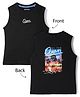 Pine Kids 100% Cotton Knit Sleeveless Tank T-Shirt WIth Beach Theme Print - Black