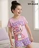 Pine Kids Disney Single Jersey Knit Half Sleeves T-Shirt & Short Night Suit With Lilo & Stitch - Purple
