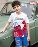 Pine Kids Marvel Single Jersey Knit Drop Shoulder Half Sleeves Oversized T-Shirt & Shorts Set With Spider-Man Graphics - Multicolor