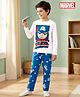 Pine Kids Marvel Single Jersey Knit Full Sleeves T-Shirt & Pajama Night Suit With Captain America Print - White & Navy Blue