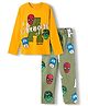 Pine Kids Marvel Single Jersey Knit Full Sleeves T-Shirt & Pajama Night Suit With Avengers Print - Yellow & Olive Green