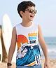 Pine Kids Cotton Knit Sleeveless Tank T-Shirt With Good Surf Day Print - White
