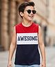 Pine Kids 100% Cotton Knit Sleeveless Awesome Text Printed Cut N Sew Tank T-Shirt -Red Navy & White