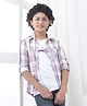 CRIMSOUNE CLUB Cotton Woven Full Sleeves Checked Shirt With Attached Tee - Purple
