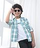 CRIMSOUNE CLUB Cotton Woven Full Sleeves Checked Shirt With Attached Tee - Green