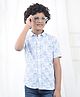 CRIMSOUNE CLUB Cotton Woven Half Sleeves Abstract Printed Shirt - Blue