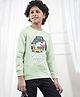 CRIMSOUNE CLUB Woven Full Sleeves Sunday Plan Printed Light Winter Sweatshirt - Green